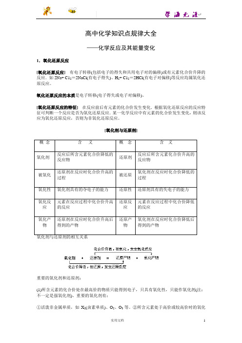 超全超细【精品】高中化学知识点规律大全(18章)