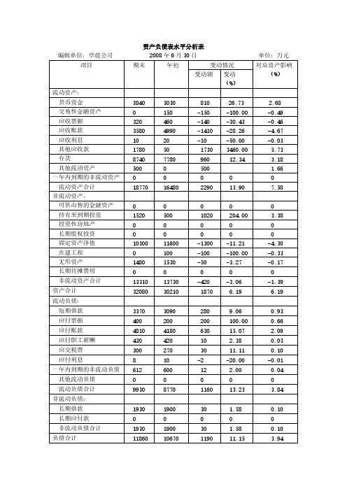 【VIP专享】资产负债表水平分析表