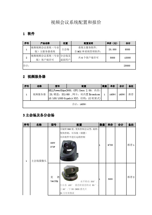 视频会议系统配置和报价