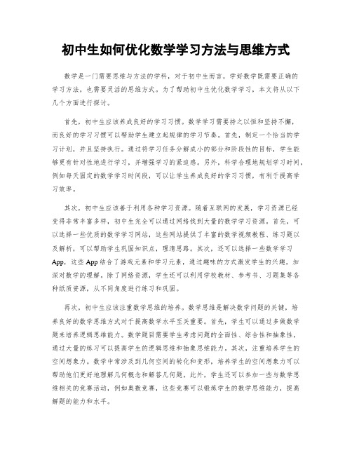 初中生如何优化数学学习方法与思维方式