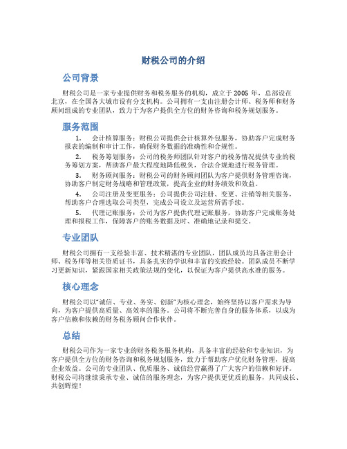 财税公司的介绍