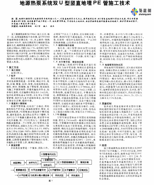 地源热泵系统双U型竖直地埋PE管施工技术