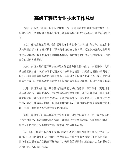 高级工程师专业技术工作总结