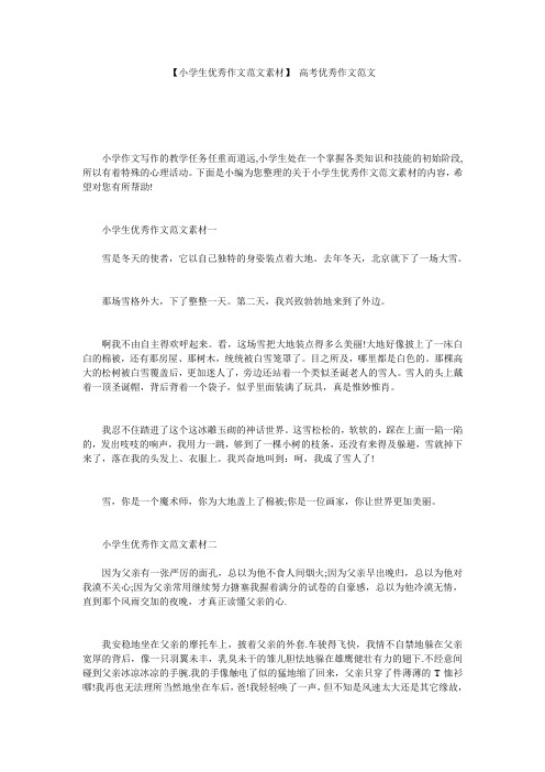 【小学生优秀作文范文素材】 高考优秀作文范文