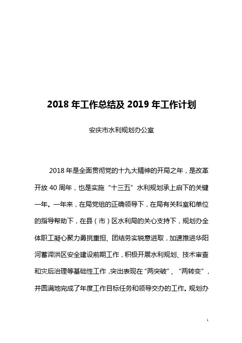 2018年工作总结及2019年工作计划