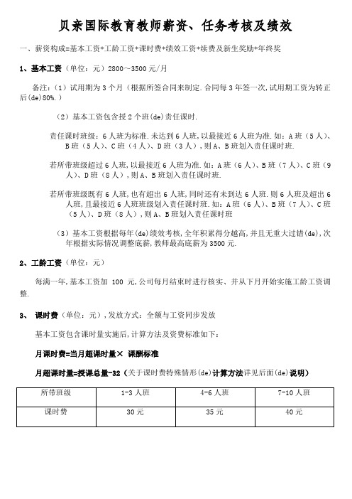 英语培训机构教师薪资体系及考核