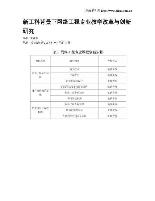 新工科背景下网络工程专业教学改革与创新研究