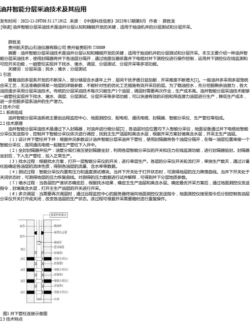 油井智能分层采油技术及其应用