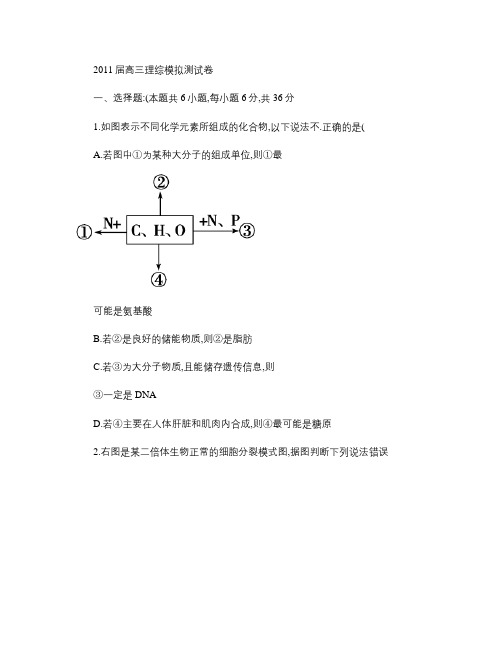 2011届高三理综模拟测试卷一(生物部分).