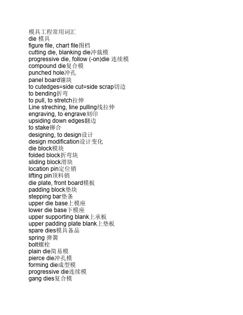模具,冲压相关英语专业翻译