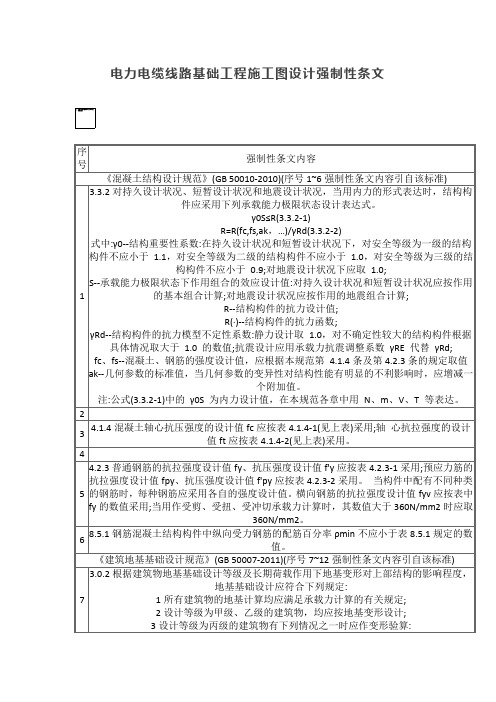 电力电缆线路基础工程施工图设计强制性条文【最新】