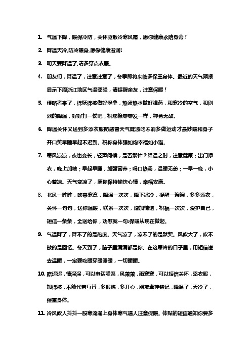 降温了发给客户的问候语