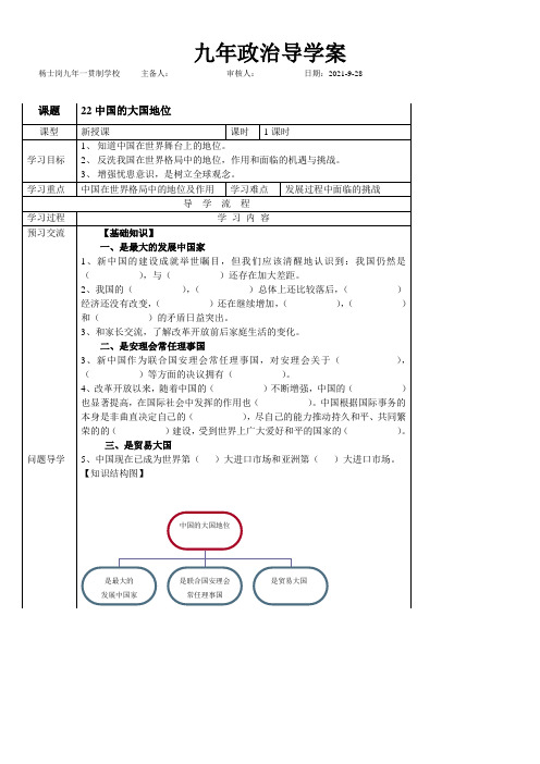 《中国的大国地位》优秀教案