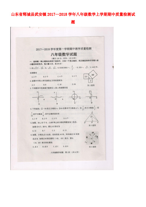 山东省郓城县武安镇八年级数学上学期期中质量检测试题(扫描版)(new)