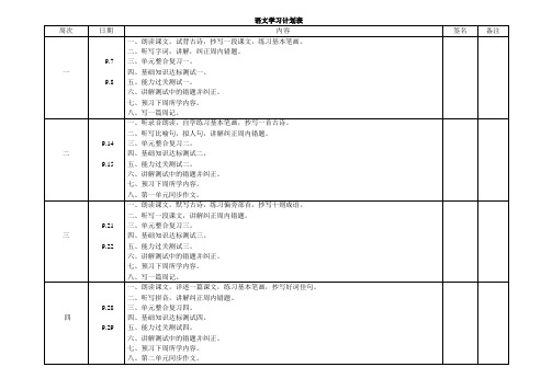 语文学习计划表