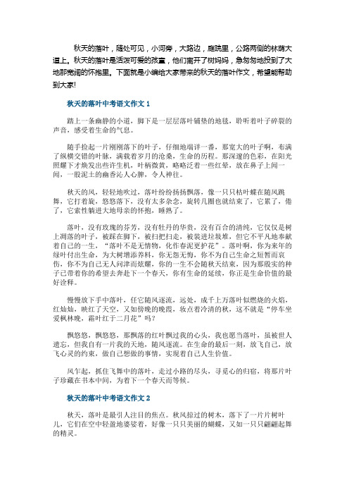 秋天的落叶中考语文作文