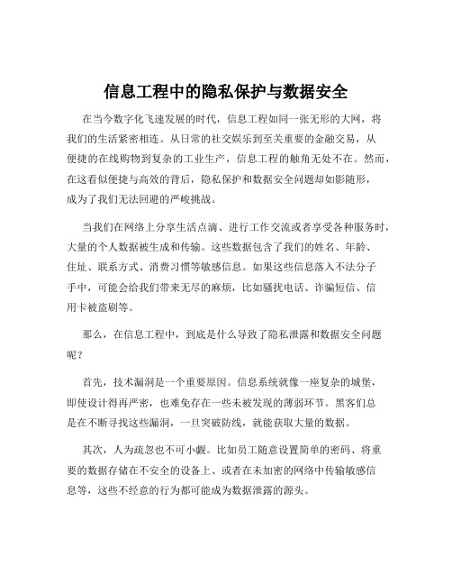 信息工程中的隐私保护与数据安全