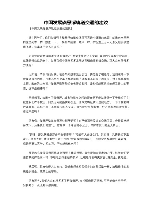 中国发展磁悬浮轨道交通的建议