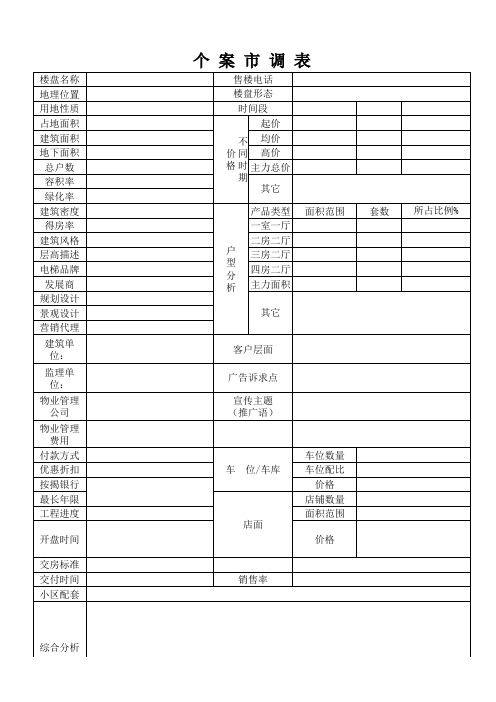 楼盘市调表(空白模板)