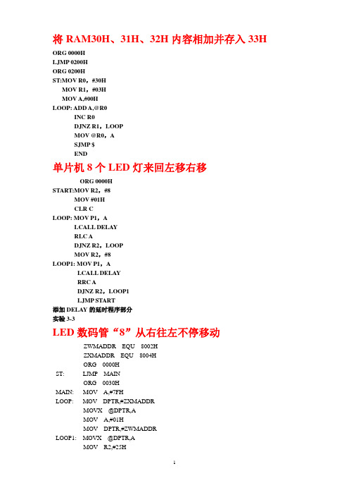 最新修改后单片机实验程序