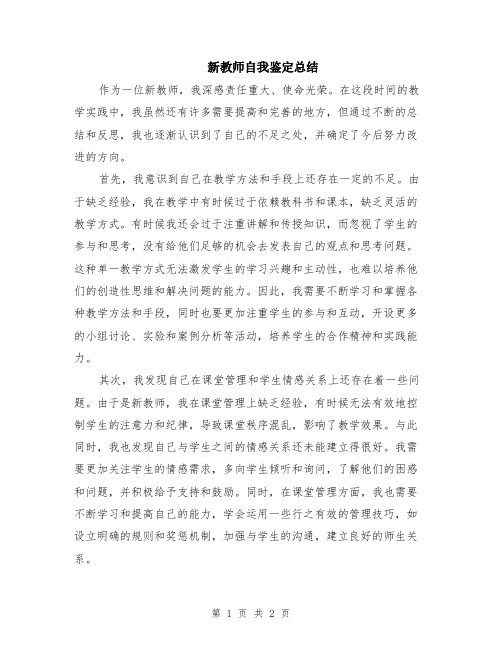 新教师自我鉴定总结