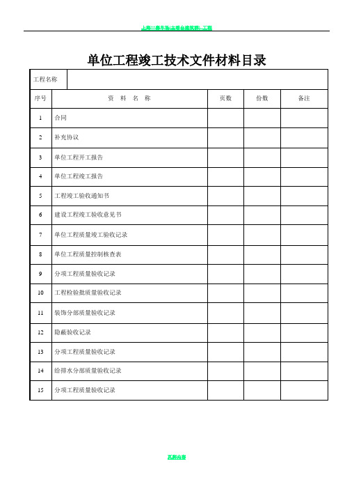 建筑装饰装修工程竣工验收资料表格