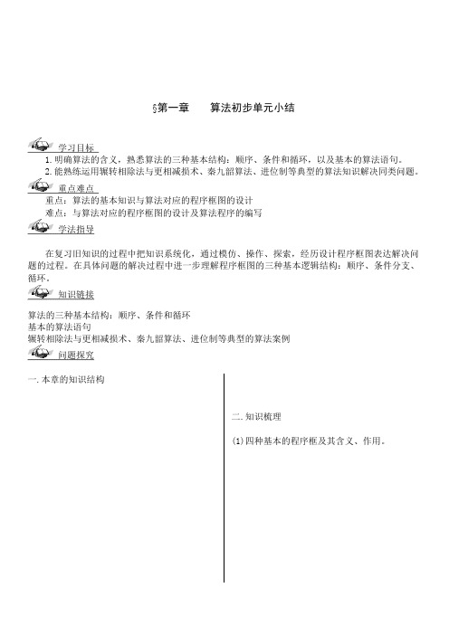 高中数学必修3教案算法小结复习