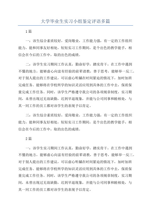 大学毕业生实习小组鉴定评语多篇