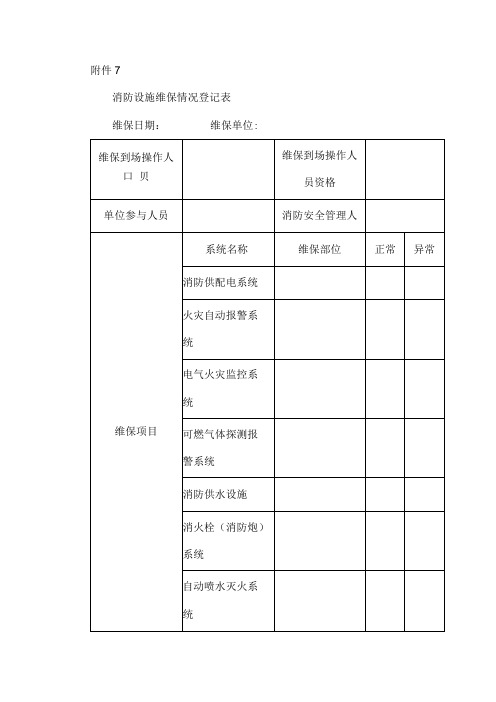 消防设施维保情况登记表