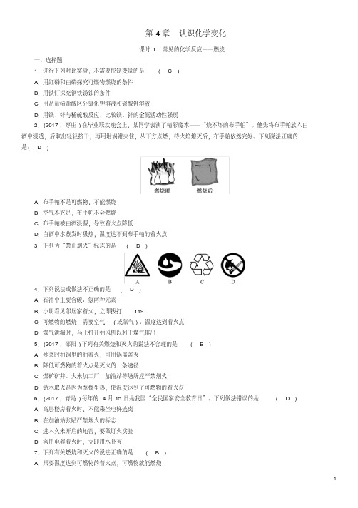 中考化学总复习第1编教材知识梳理第4章认识化学变化(精讲)练习(2020年最新)