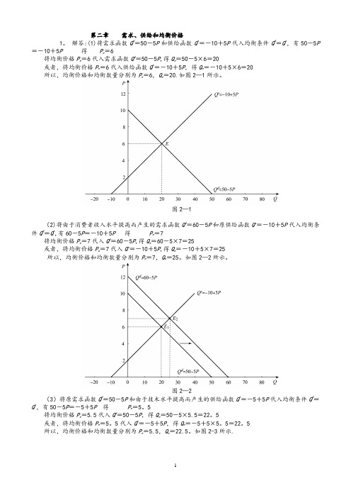 西方经济学微观部分(高鸿业第六版)课后习题答案