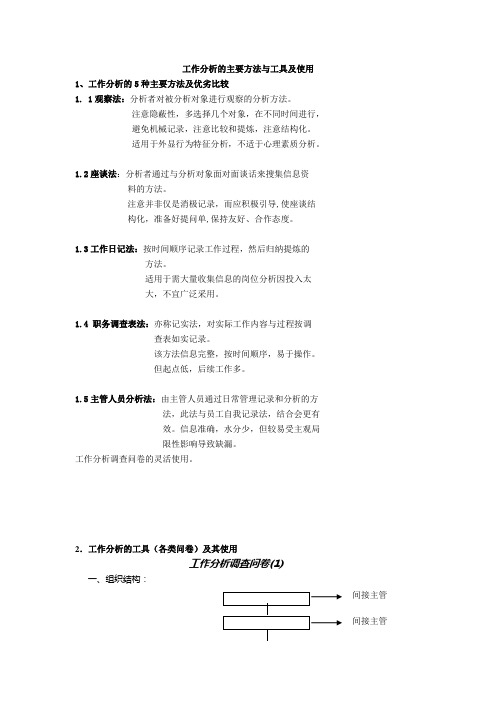 工作分析的主要方法与工具及使用