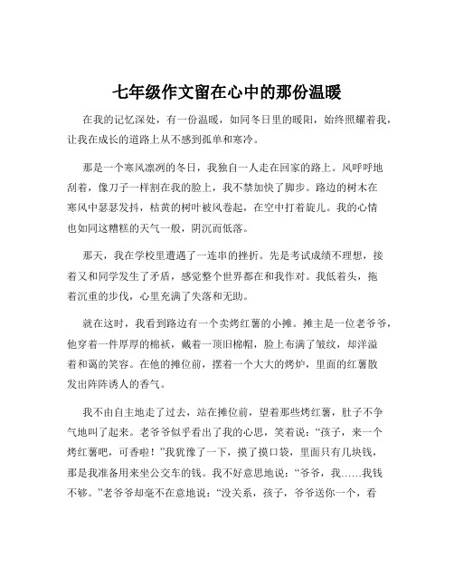 七年级作文留在心中的那份温暖