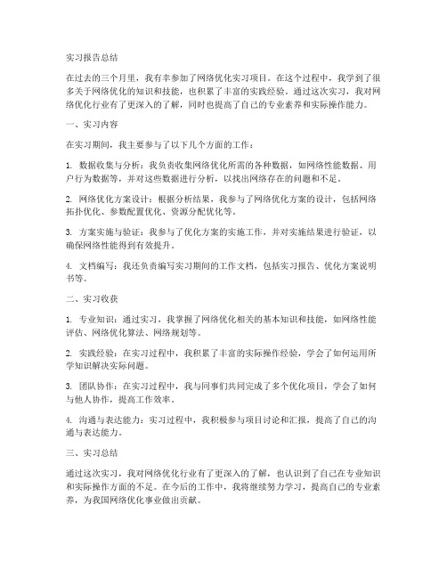 网络优化实习报告总结