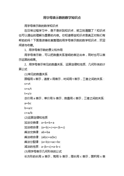 用字母表示数的数学知识点