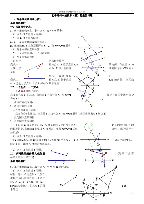 初中几何中线段和差的最大值与最小值模型解析