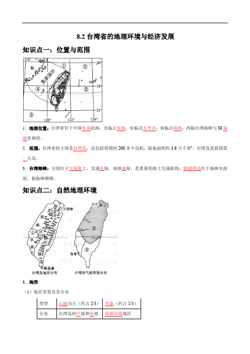 8.2 台湾省的地理环境与经济发展(答案版)