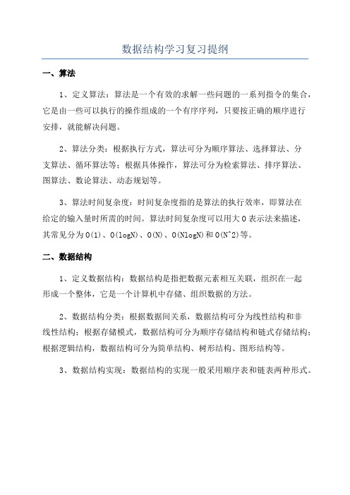 数据结构学习复习提纲