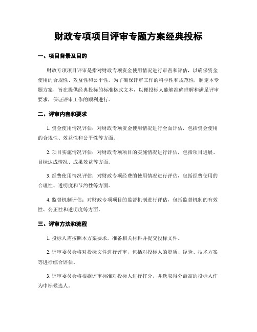 财政专项项目评审专题方案经典投标