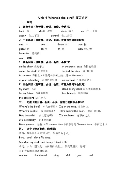 译林小学英语三年级下册U4知识点总结