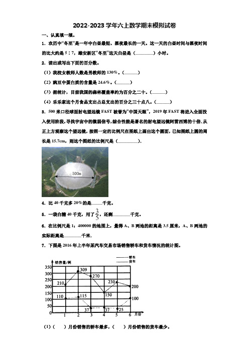 2022年山东潍坊坊子区实验学校数学六年级第一学期期末统考试题含解析