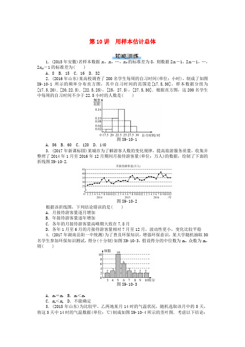 2019版高考数学一轮复习 第九章 概率与统计 第10讲 用样本估计总体课时作业 理