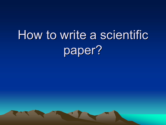 how to write a scientific paper