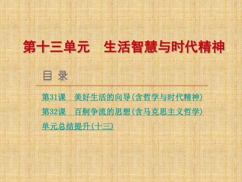 【高考复习方案】(新课标)高考政治一轮复习 第十三单元 生活智慧与时代精神名师课件 新人教版