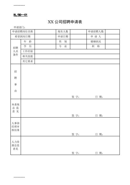 [整理]人力资源常用表单