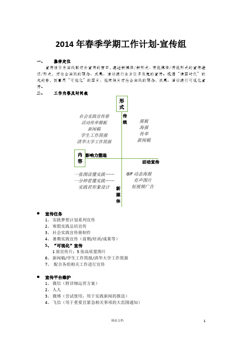 2014春季学期工作计划_宣传组