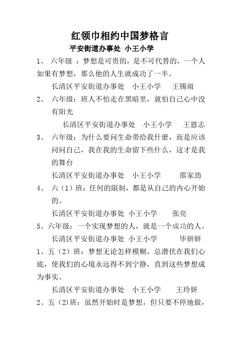 小王小学红领巾相约中国梦格言