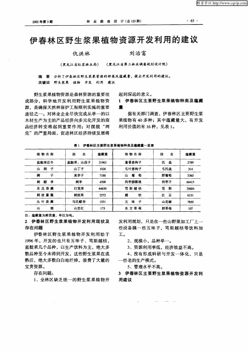 伊春林区野生浆果植物资源开发利用的建议