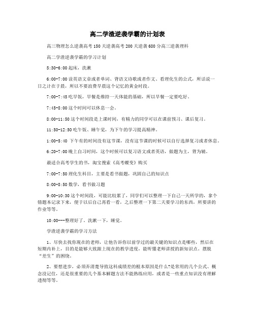 高二学渣逆袭学霸的计划表