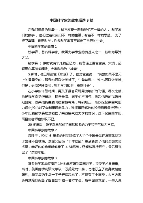 中国科学家的故事精选5篇